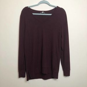 Lucky Brand Maroon Vneck Long Sleeve